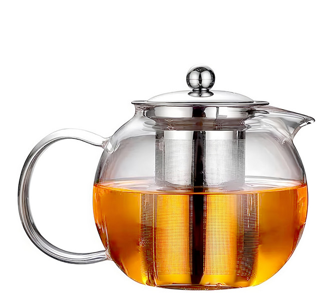 AHOYE 耐熱玻璃圓頂泡茶壺, 650ml, 透明色, 1個