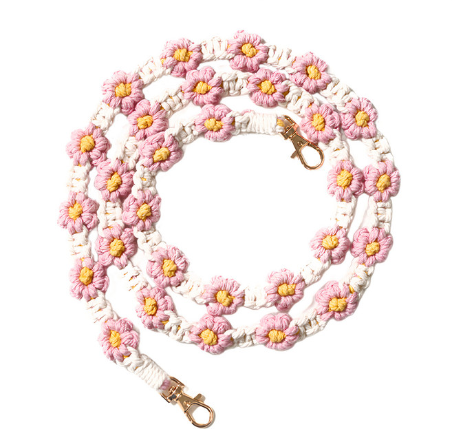 ekax 手工編織花花背帶, 粉色小花, 1條