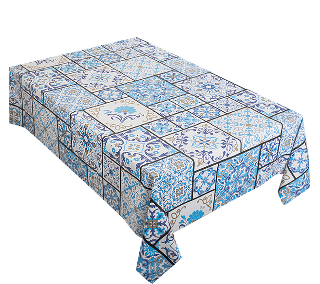 歐式優雅西班牙 花磚 防水防油 桌巾 140 x 180cm 1個