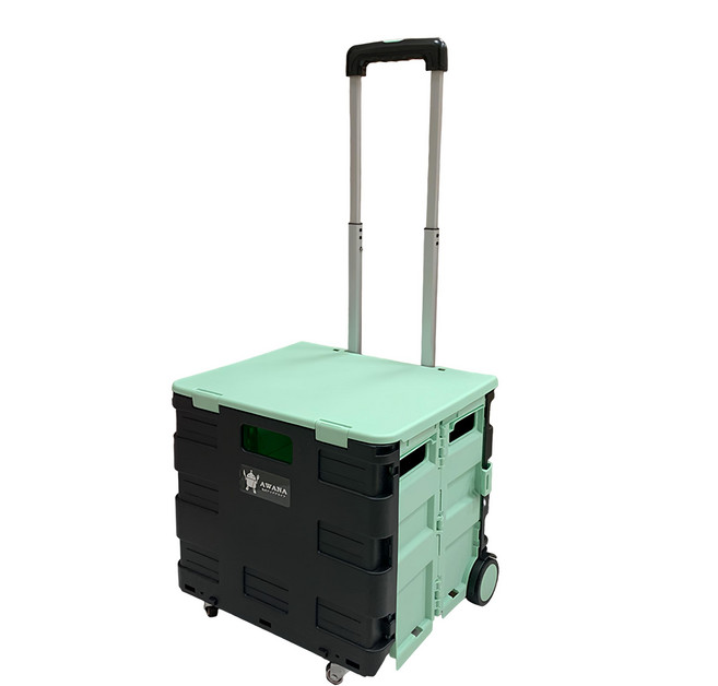 AWANA 四輪輕巧摺疊購物推車 40~38 x 33~9 x 36cm 2.7kg 45L, 綠色, 1個