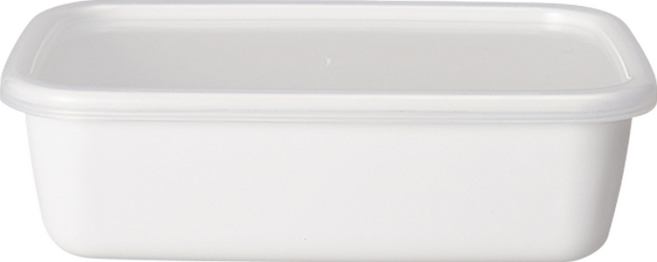 Noda Horo 野田琺瑯 日本製長方型塑料蓋琺瑯保鮮盒 深型 1.5L, 容器 + 蓋子, 1組