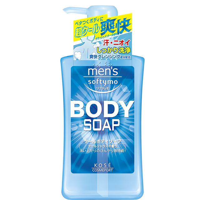 KOSE 高絲 softymo 絲芙蒂 超酷清涼男士沐浴乳 550ml 清潔毛孔、去除異味、保濕不乾澀, 1瓶