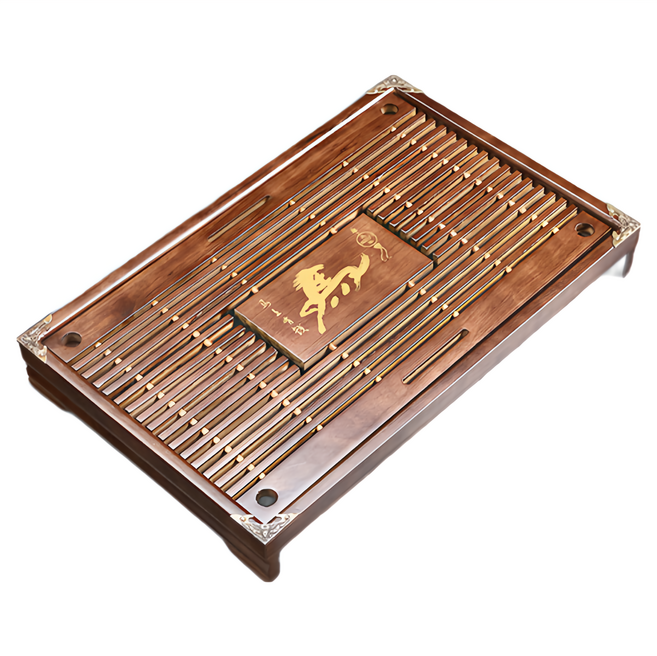 抽屜茶盤 附蓄水盤 43 x 28 x 5.5cm, 馬上有錢 棕色, 1個