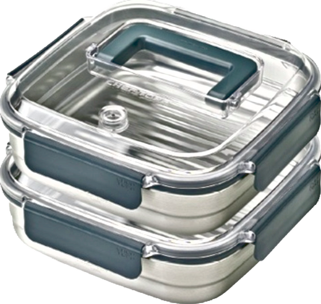 Glasslock 格拉氏洛克 CHEF TOPF 手提型不銹鋼保鮮盒 1850ml, 容器 + 蓋子, 1組