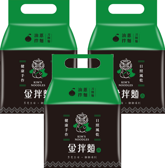 金拌麵 經典油蔥刀削麵 4包, 520g, 3袋
