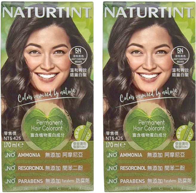 NATURTINT 赫本 染髮劑, 5N 淺棕黑色, 2組