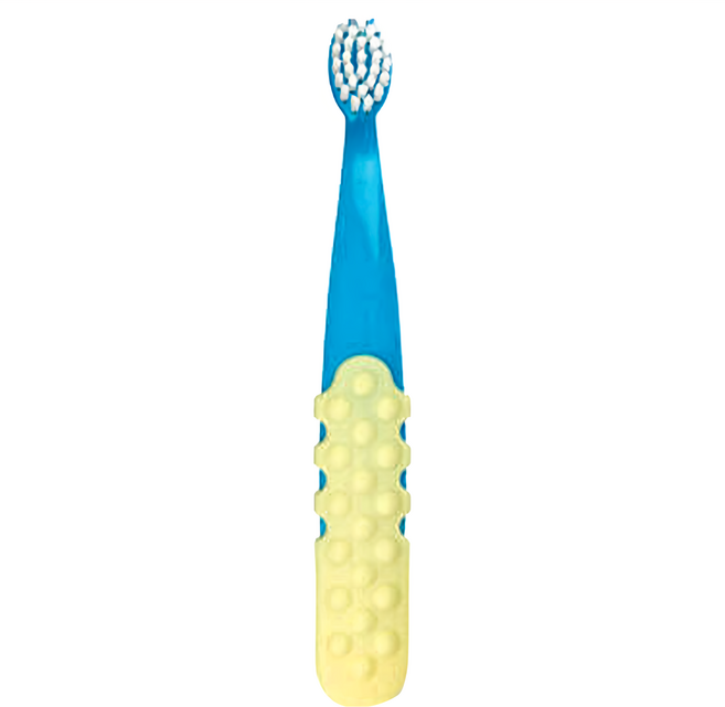 RADIUS 雷迪兒 兒童按摩牙刷 3歲以上, 藍色 + 黃色, 1入, 1支