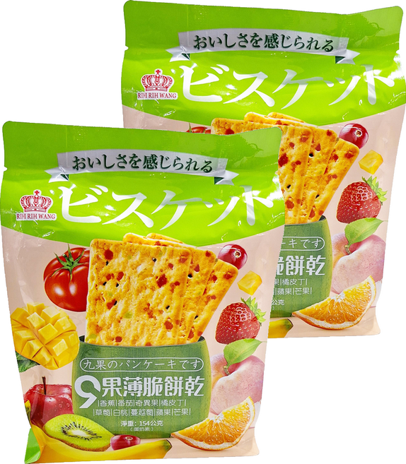 日日旺 9果薄脆餅乾, 154g, 2包