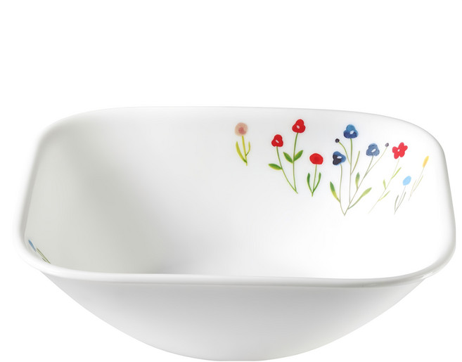 Corelle Brands 康寧餐具 春漾花朵 方形小碗 23oz, 1個, 白色