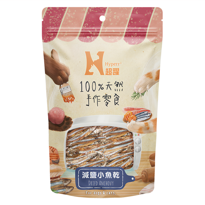 Hyperr 超躍 手作寵物零食, 減鹽丁香魚, 60g, 1包