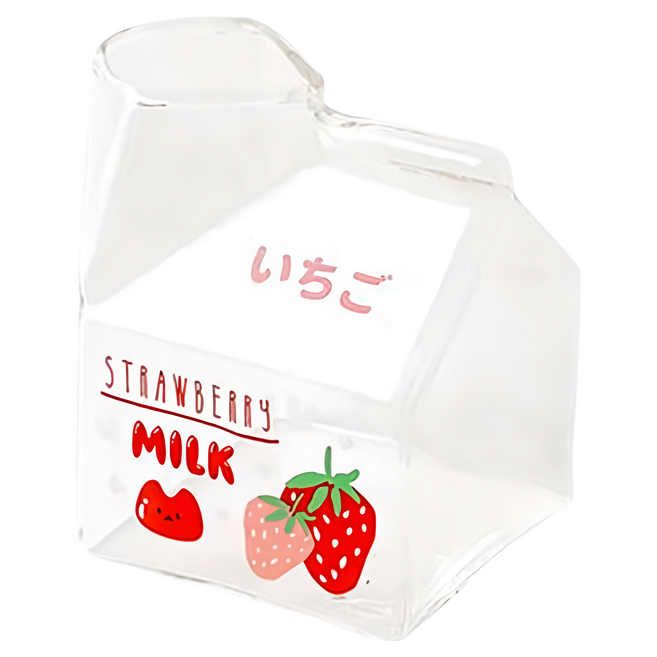 日式創意可愛玻璃牛奶杯 M6902C 350ml, 顏色隨機, 1個