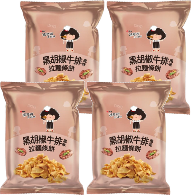 維力 張君雅小妹妹 黑胡椒牛排風味拉麵條餅, 65g, 4包