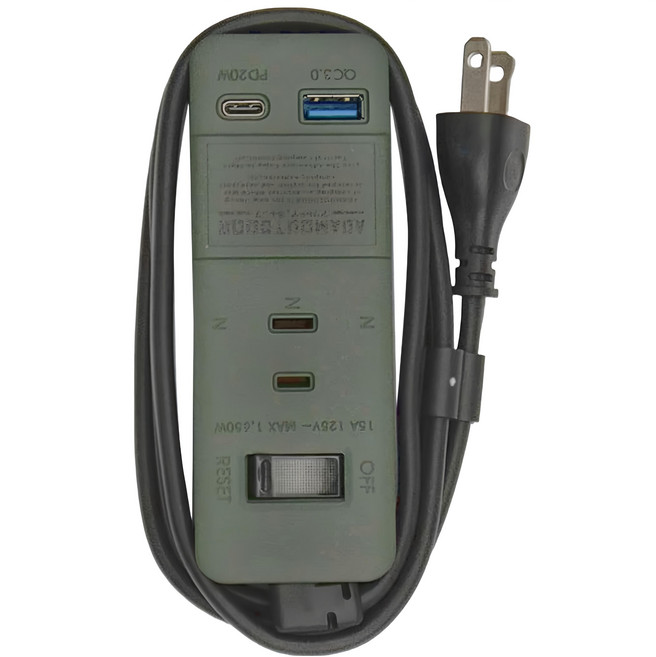 ADAMOUTDOOR 3座擴充QC/PD USB延長線 綠, 1個, 綠色, 1.1m