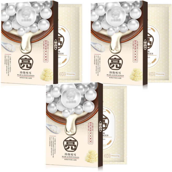 MY SCHEMING 我的心機 大地農潤 極潤鮮萃珍珠雪耳嫩白面膜 柔嫩膚感 親膚舒適 植物纖維膜布, 5片, 3盒
