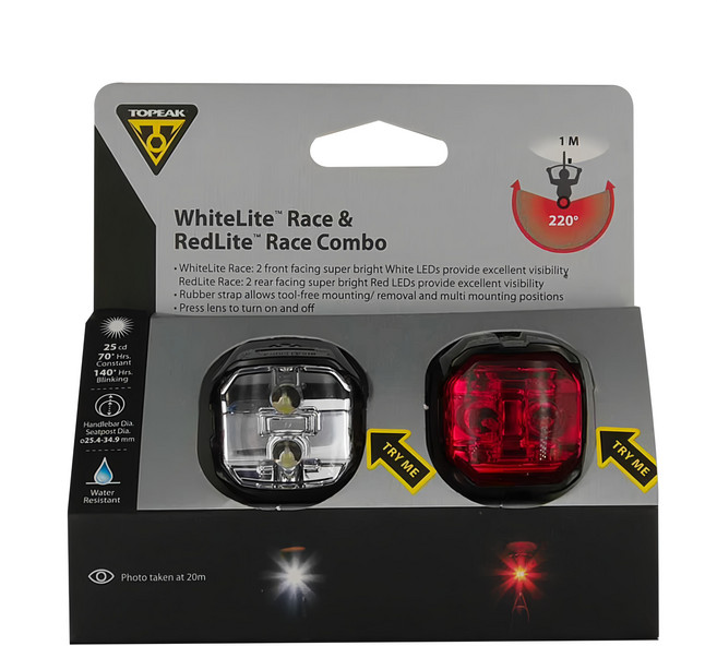 TOPEAK Highlite Comb Race 鑽戒型前/後警示燈套組, TMS067, 1組