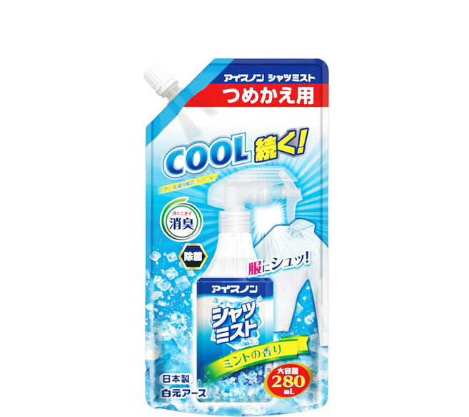 Hakugen Earth 白元 衣物涼感噴霧補充包, 薄荷, 280ml, 1包