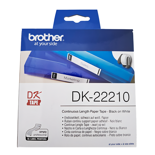 brother 兄弟牌 DK耐用紙質標籤, 白底黑字, 30.48m