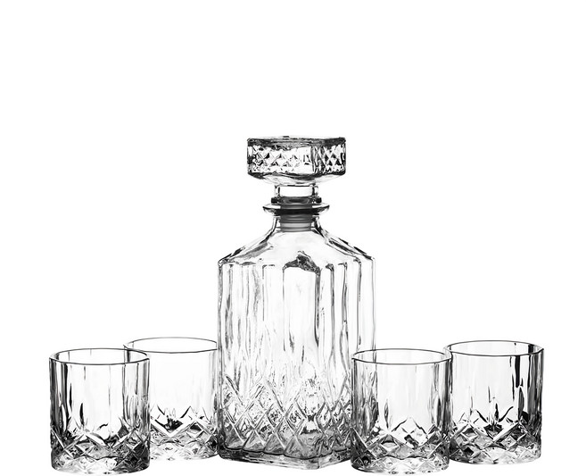 bar craft 烈酒瓶 + 玻璃杯 4個, 1組, 透明色