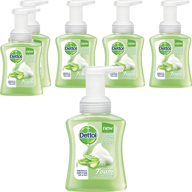Dettol 滴露 泡沫潔手液 滋潤蘆薈 抗菌 99.9% 250ml, 6瓶