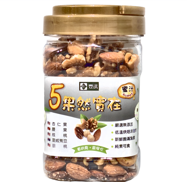 果然實在 減糖蜜汁堅果, 360g, 1罐
