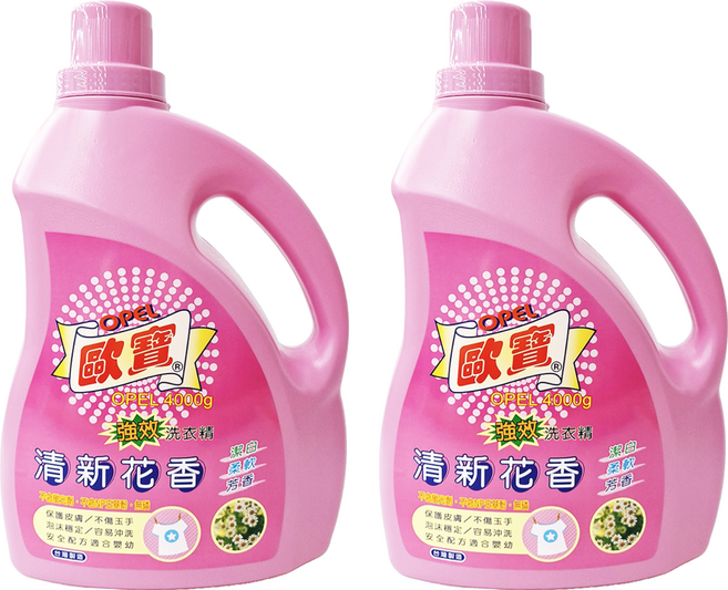 OPEL 歐寶 強效洗衣精 清新花香, 4kg, 2桶