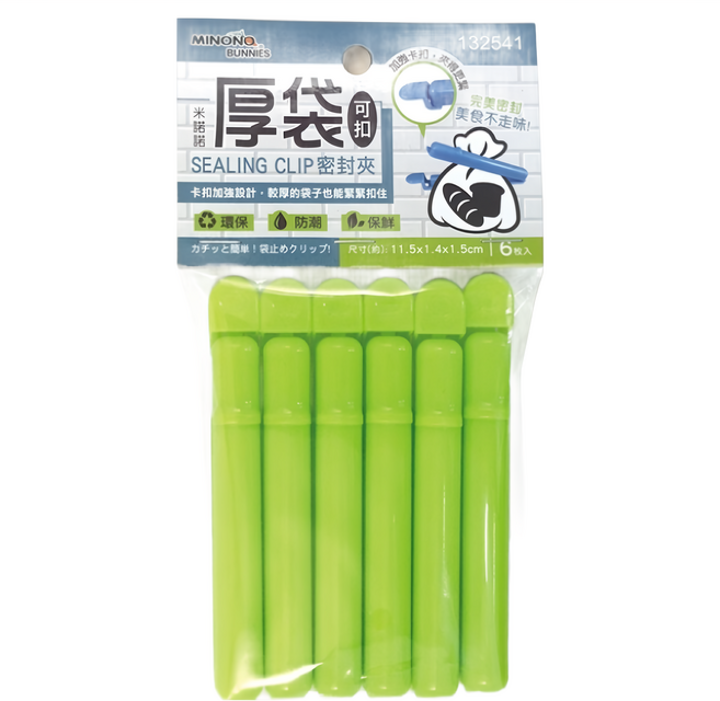 minono 米諾諾 厚袋可扣密封夾 132541 顏色隨機 6入, 1組
