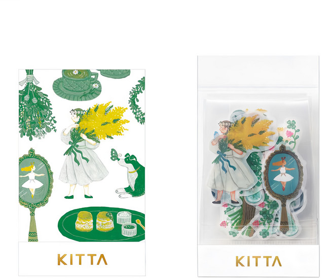 KING JIM HITOTOKI KITTA 隨身攜帶和紙膠帶 單張貼紙 日常生活 KITF001 91 x 55mm 30張, Mari Kuno設計款, 1包