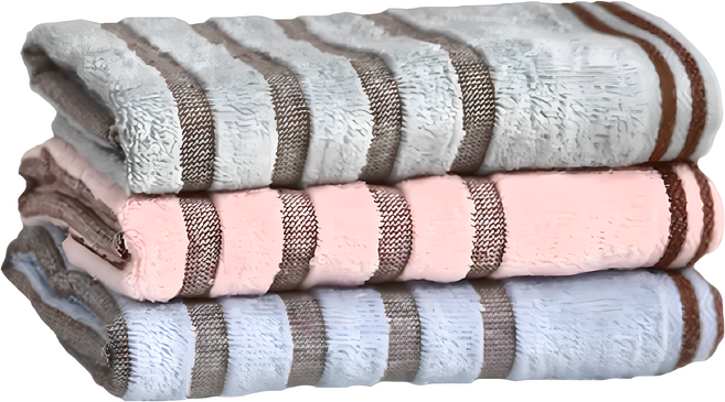星紅織品 條紋咖啡紗除臭速乾毛巾 33 x 73cm 55g 3條, 粉色 + 藍色 + 綠色, 1組