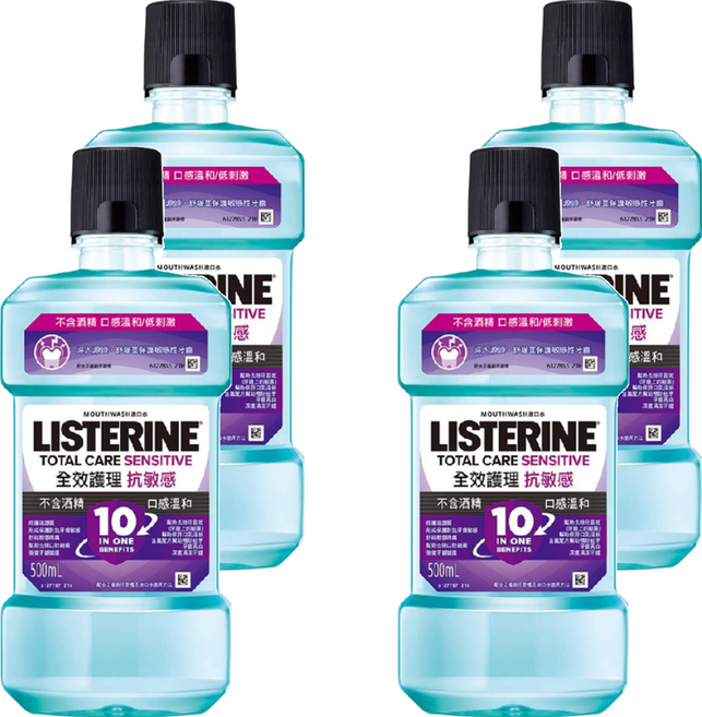 LISTERINE 李施德霖 全效護理抗敏感漱口水, 500ml, 4瓶