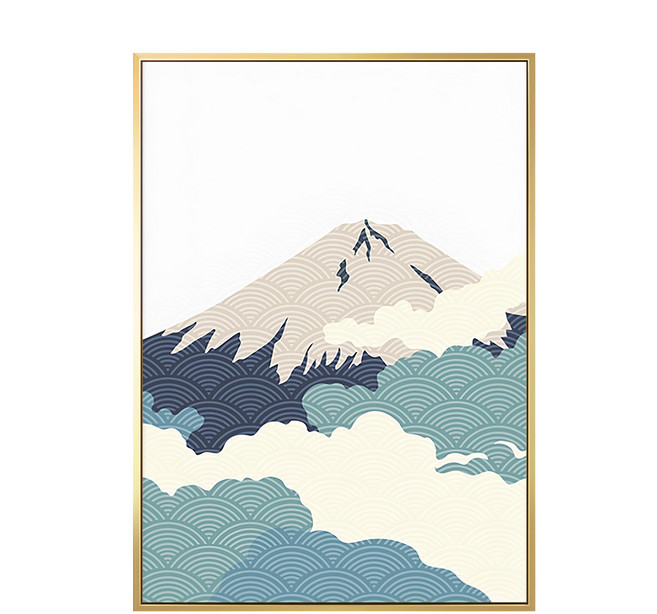 雲氣迷漫的富士山I, 金色