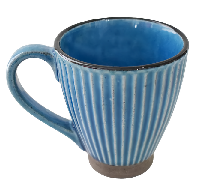 土物馬克杯-日本製 藍釉 12.5cm寬 10cm高 250ml容量, 1個