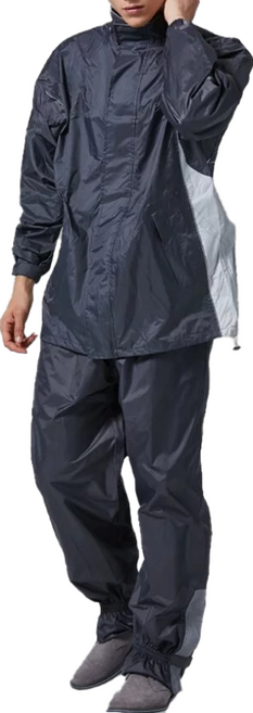 DongShen 東伸 都會騎士兩件式雨衣 輕量型防風防水 3M反光飾條 可拆式雨帽, 灰色