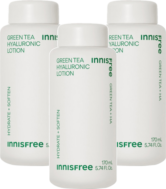 INNISFREE 台灣公司貨 綠茶玻尿酸保濕調理乳, 170ml, 3瓶
