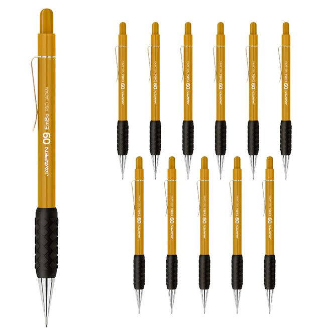 JAVAPEN 壓花自動鉛筆 黃棕色, 0.9mm, 12支