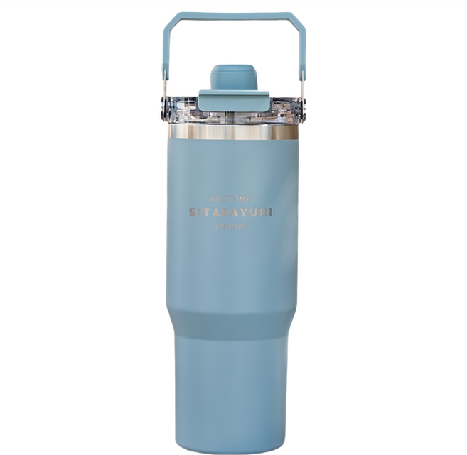 Sitarayuri 磁吸蓋不鏽鋼保溫杯 提把款, 海洋藍, 900ml, 1個
