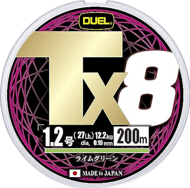 DUEL TX8 PE線 1.2號 200m 五彩 H4335-5C 高強度耐磨 八股編織釣魚線, 1個
