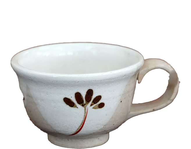 美濃燒 咖啡杯 日本製 陶瓷 180ml, 粉引小花, 1個
