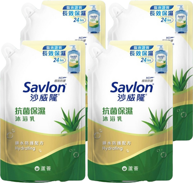 Savlon 沙威隆 抗菌保濕沐浴乳 蘆薈 補充包, 600g, 4包