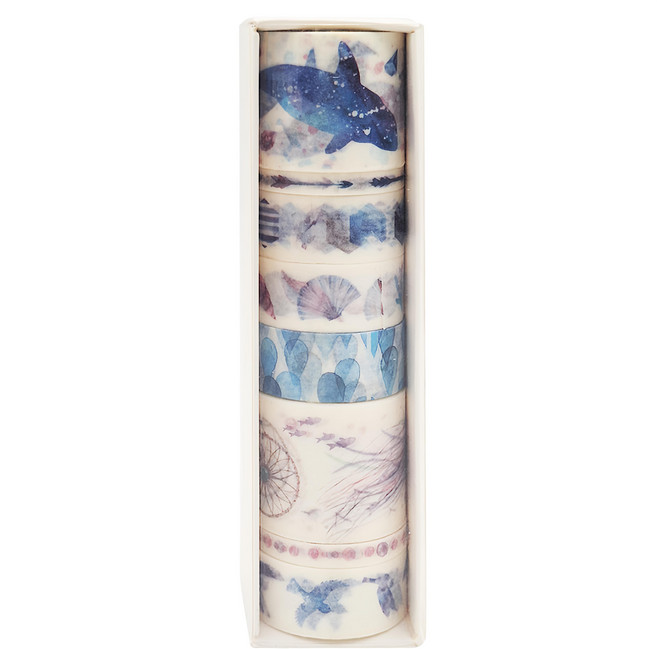 色彩生活紙膠帶 30mm x 2m(2個), 海洋之心 白色 + 藍色, 1組