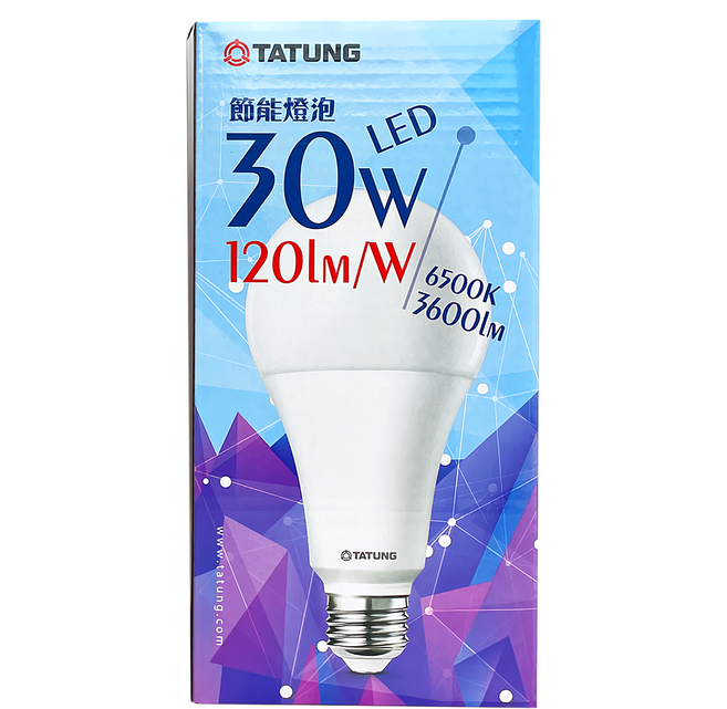 TATUNG 大同 LED燈泡 30W 6500K E27 全電壓 LED 球泡燈, 晝白光, 1個