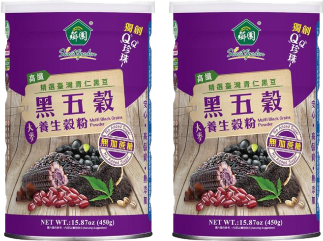 薌園 黑五穀養生穀粉, 450g, 2罐