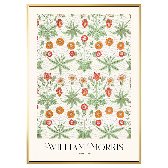 BOLUO GALLERY 菠蘿選畫所 William Morris 雛菊 40 x 30cm 金色 復古花卉圖騰 掛畫 臥室裝飾畫 BFSP3415G