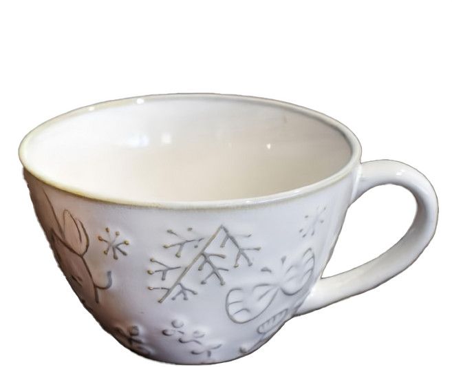 舞拿鐵杯 日本製佐和陶瓷, 白花飛蝶舞, 1個