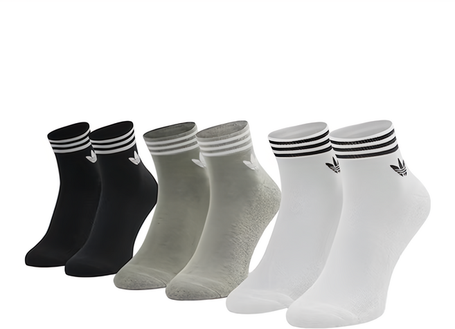 adidas 愛迪達 TREF ANK SCK HC 短襪 3雙, 黑色 + 白色 + 灰色, 1組