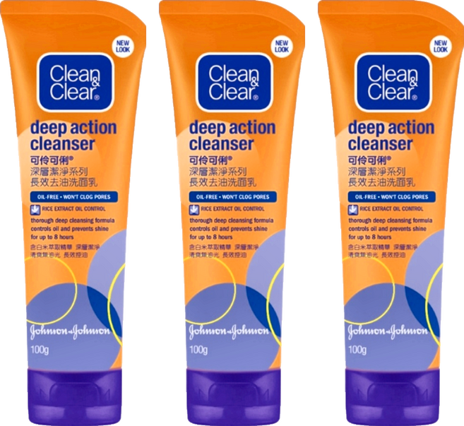 Clean&Clear 可伶可俐 深層潔淨系列 長效去油洗面乳, 100g, 3條
