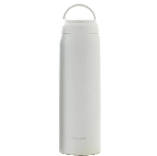 Peacock 日本孔雀 水壺 提把設計 全瓶可水洗 保溫保冷, 白色, 600ml, 1個