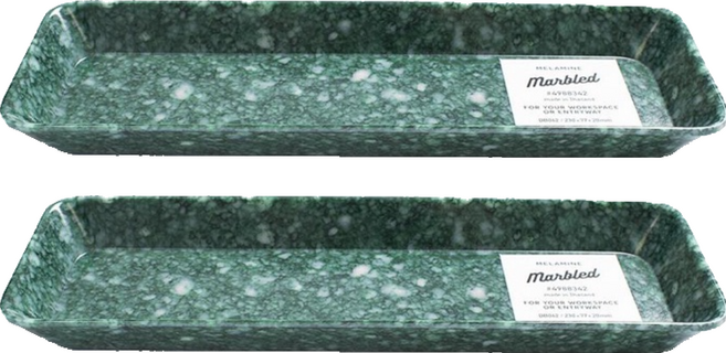 HIGHTIDE 大理石紋長方盤 DB062-DGN 230 x 77 x 20mm, 綠色, 2個