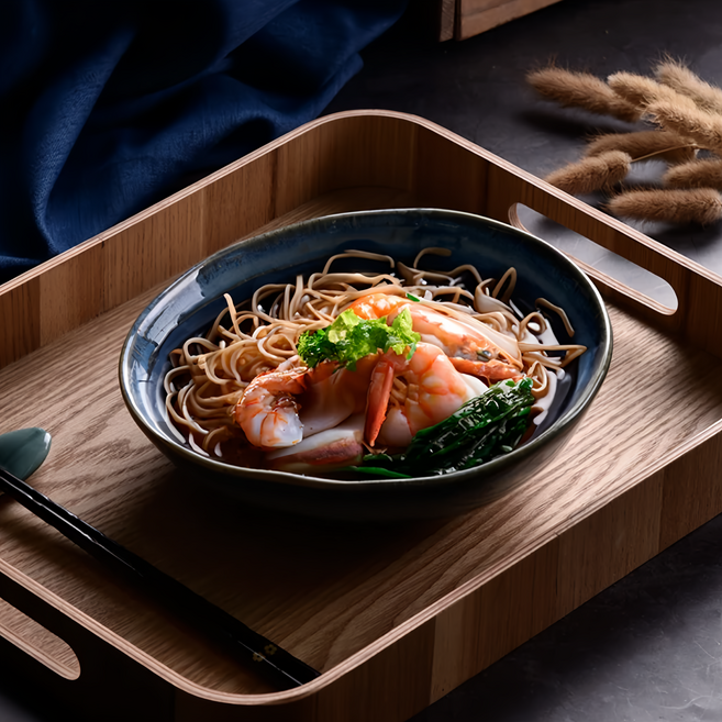 Homely Zakka 深海窯變陶瓷餐盤碗餐具 8吋碗 595g, 藍色, 1個