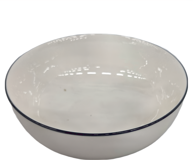 Homely Zakka 北歐創意簡約黑邊耐高溫陶瓷餐具 大圓湯碗 黑色 + 白色 20.5 x 8.5cm 935g 1個