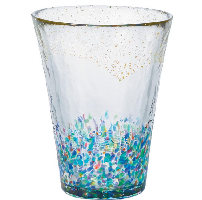 津輕 手作金彩祭典飲料杯 305ml, 透明色/藍色, 1個